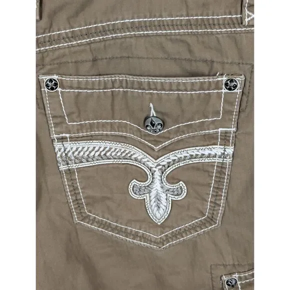 Rock Revival Classic Cargo Shorts Brown Men's Size 38